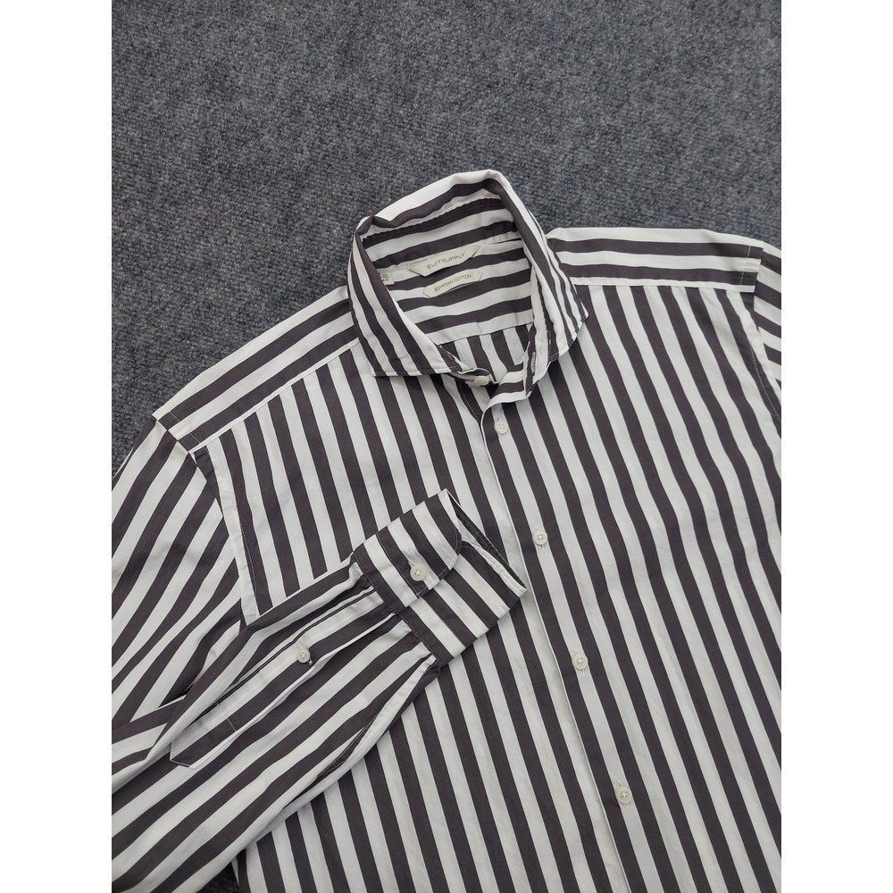 Suitsupply Black and White Striped Dress Shirt